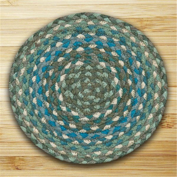 Earth Rugs Round Miniature Swatch- Sage- Ivory and Settlers Blue 46-419
